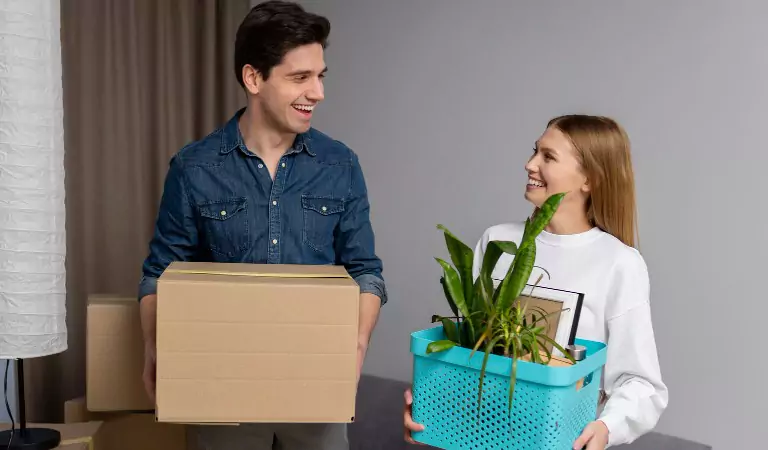 couple inside of their new house