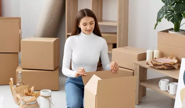 woman decluttering household for a move